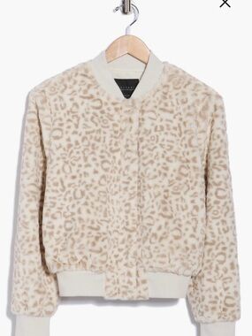 SANCTUARY Faux Fur Leopard-Print Bomber Jacket in Cream NEW! ✨